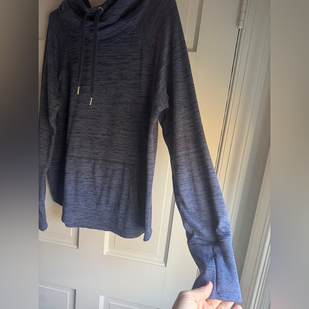 Athleta Blue Knit Top with Hood - Picture 3 of 9